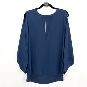 Women's Teal V-Neck Cold-Shoulder Blouse